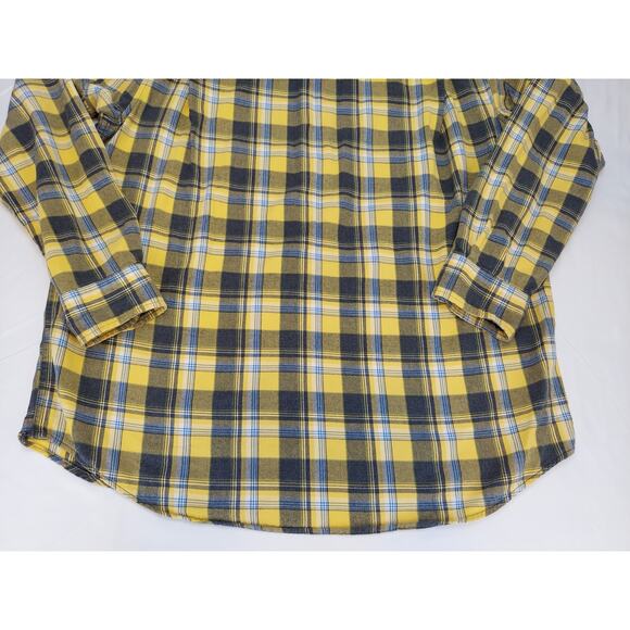 Duluth Trading Company Men's Free Swingin Flannel Yellow Plaid Long Sleeve XL - Picture 10 of 10